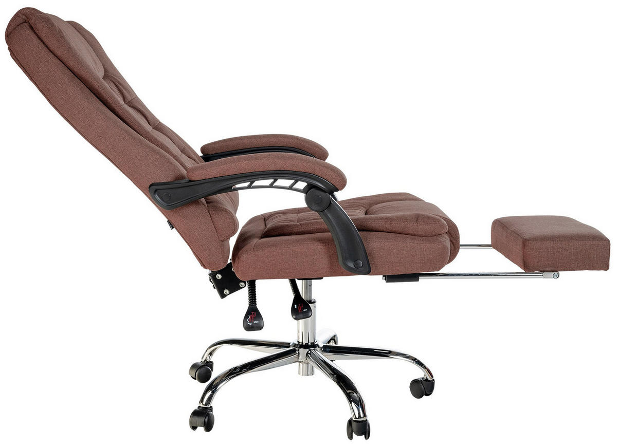 CHEFSESSEL Stoff braun - Chromfarben/Braun, Textil/Metall (67/115/68cm) - CLP