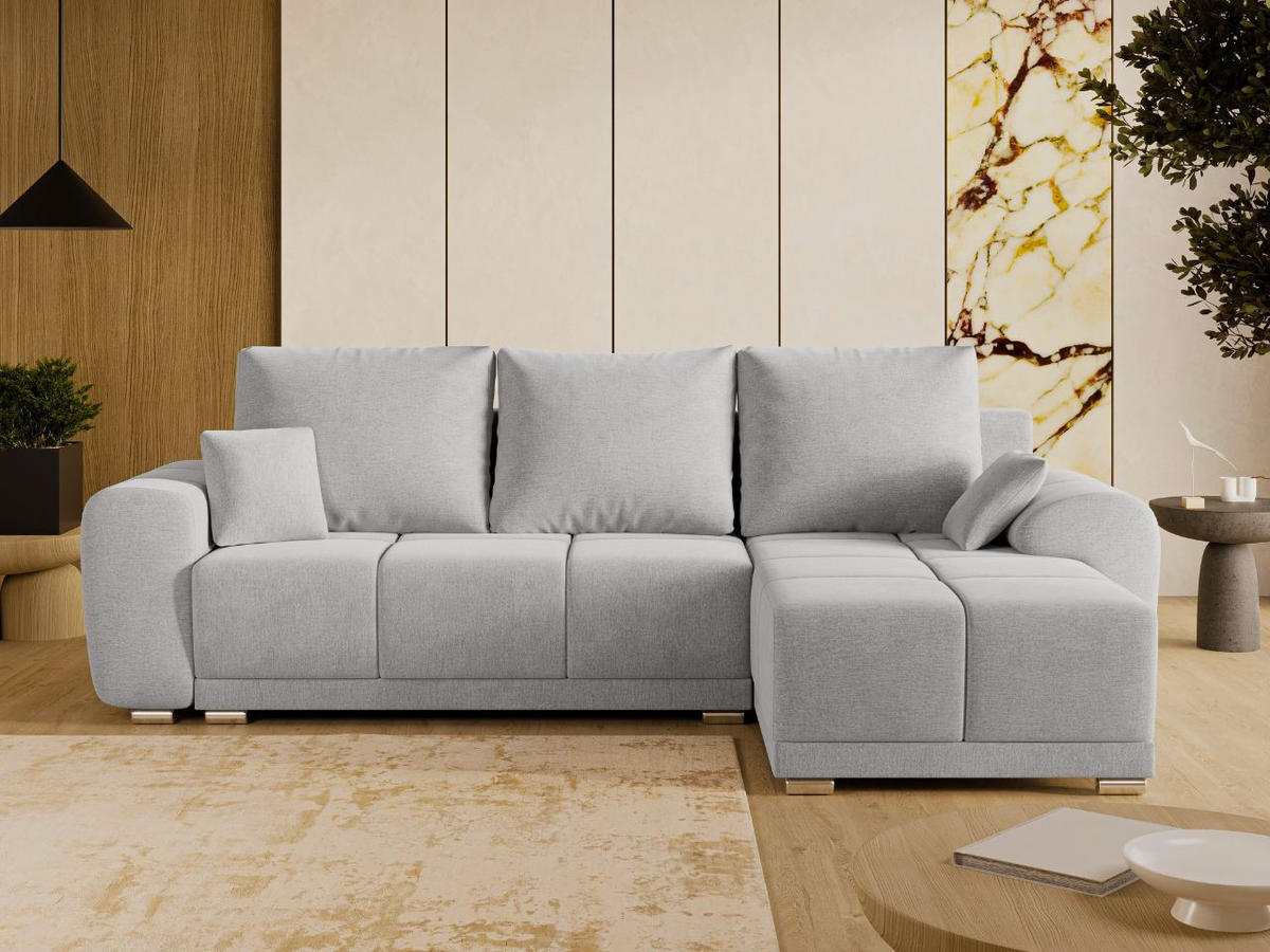 ECKSOFA Monti Grau Rechts - Silberfarben/Grau, Holz/Textil (290/188cm) - Graingold