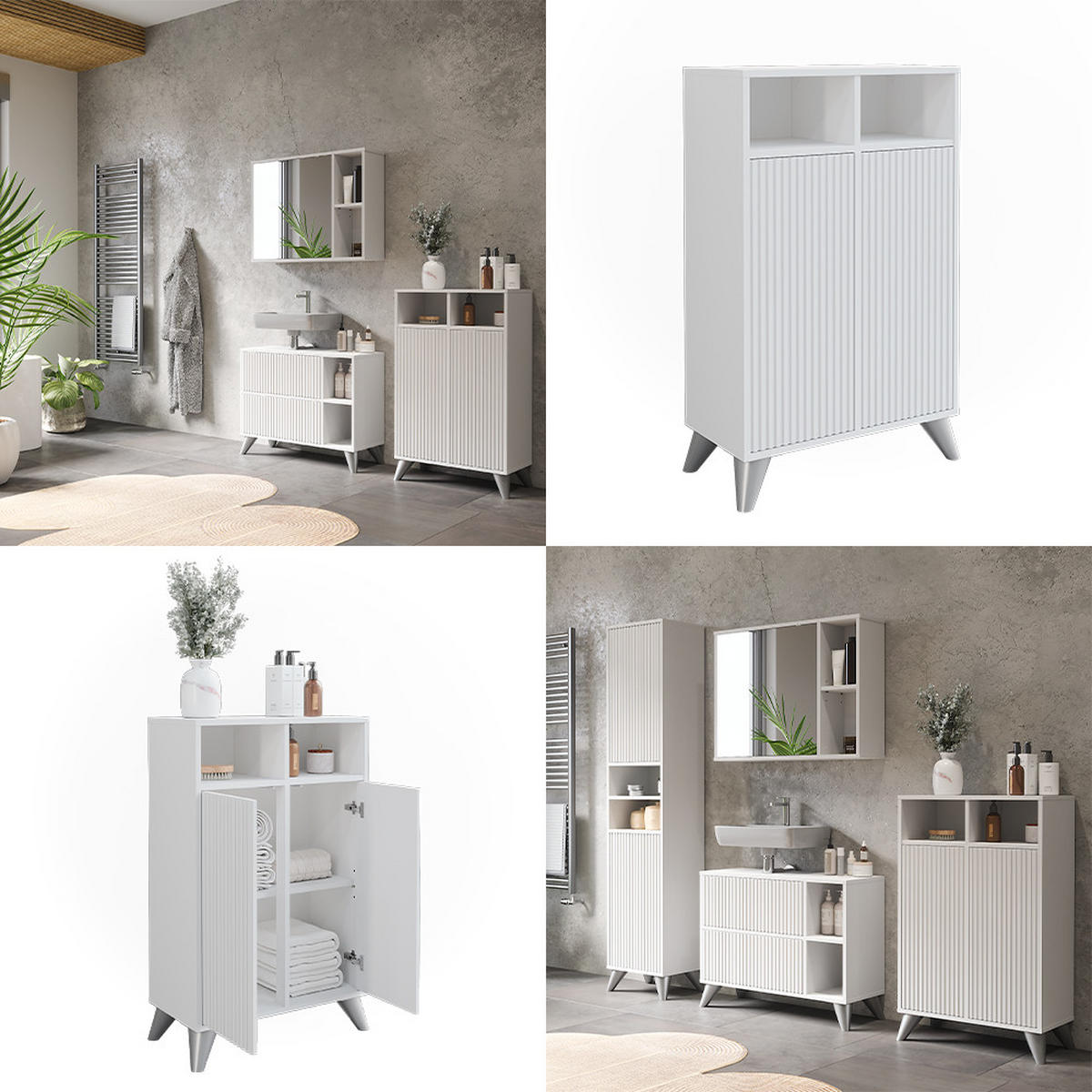 MIDISCHRANK Leano Weiß 60 x 97 cm mit 2 Türen - Weiß, Holzwerkstoff (60/97/30cm) - Vicco