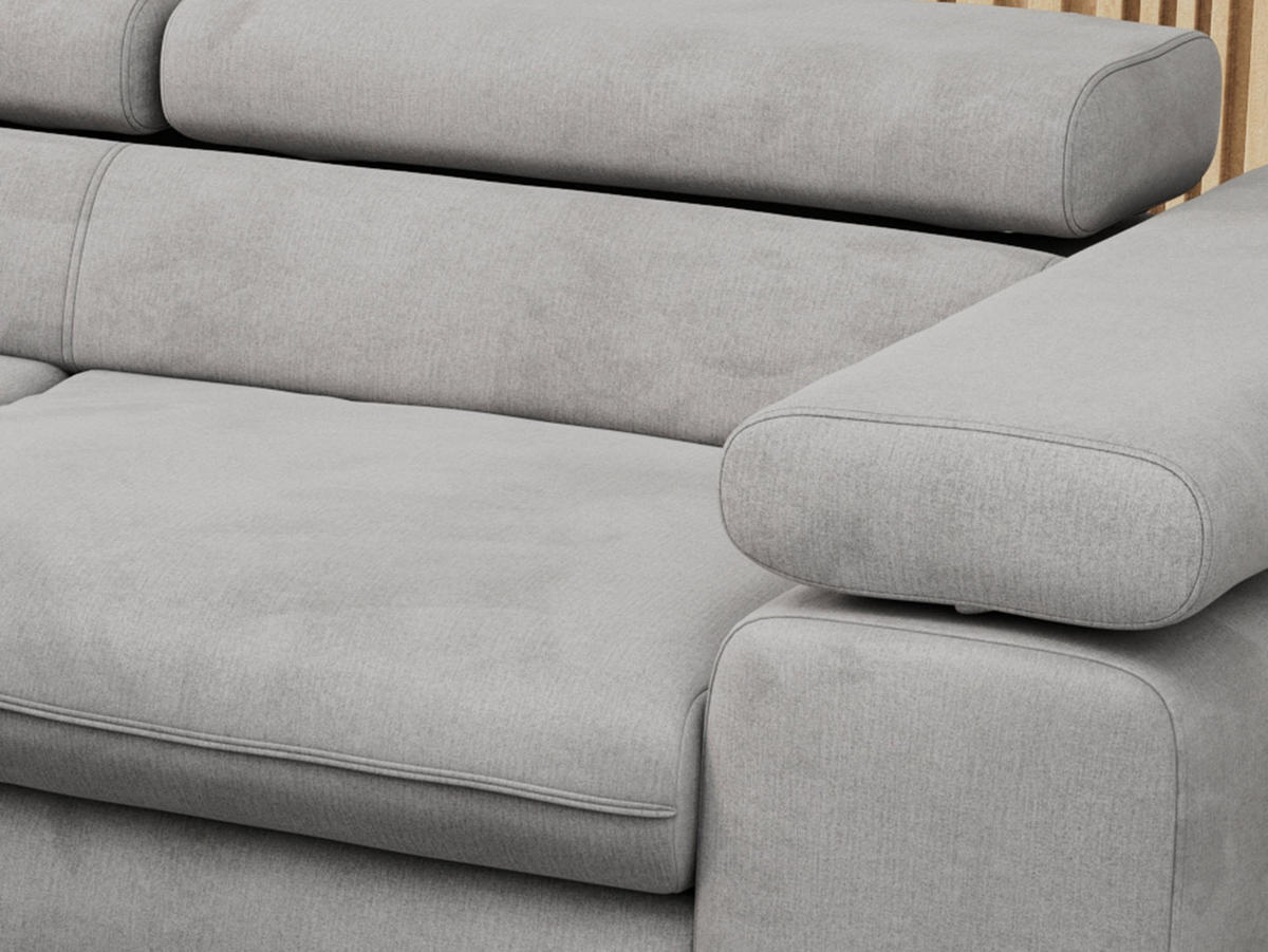 ECKSOFA PEDRO L Hellgrau Velvet - Links Seite - Hellgrau/Schwarz, Textil/Metall (208/273cm) - MKS