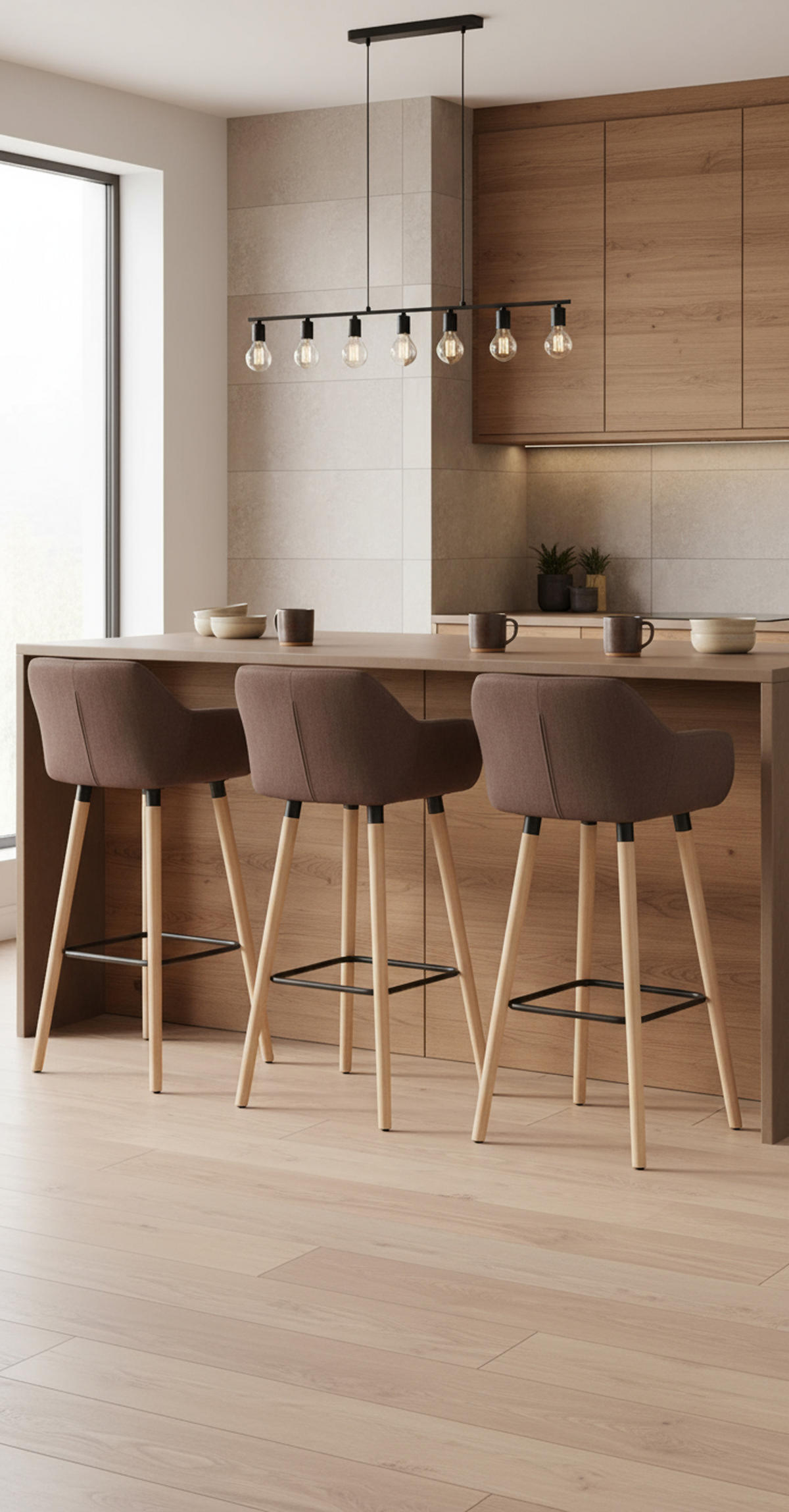 BARHOCKER Grande Stoff coffee - Braun, Holz/Textil (51/101/50cm) - TPFLiving
