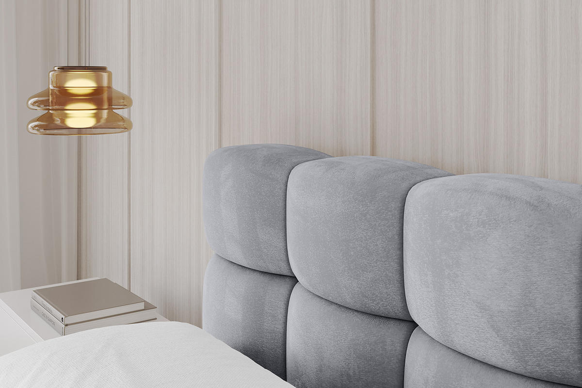 POLSTERBETT mit Bettkasten und Lattenrost, Bett mit Matratze H3/H4 - LEYA-v1 180x200 Hellgrau - Hellgrau, Holzwerkstoff/Textil (180/200cm) - ALTDECOR