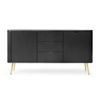 SIDEBOARD Zova Schwarz mit goldenen Beinen 168 cm - Goldfarben/Schwarz, Holzwerkstoff/Metall (168/87/39cm) - Selsey