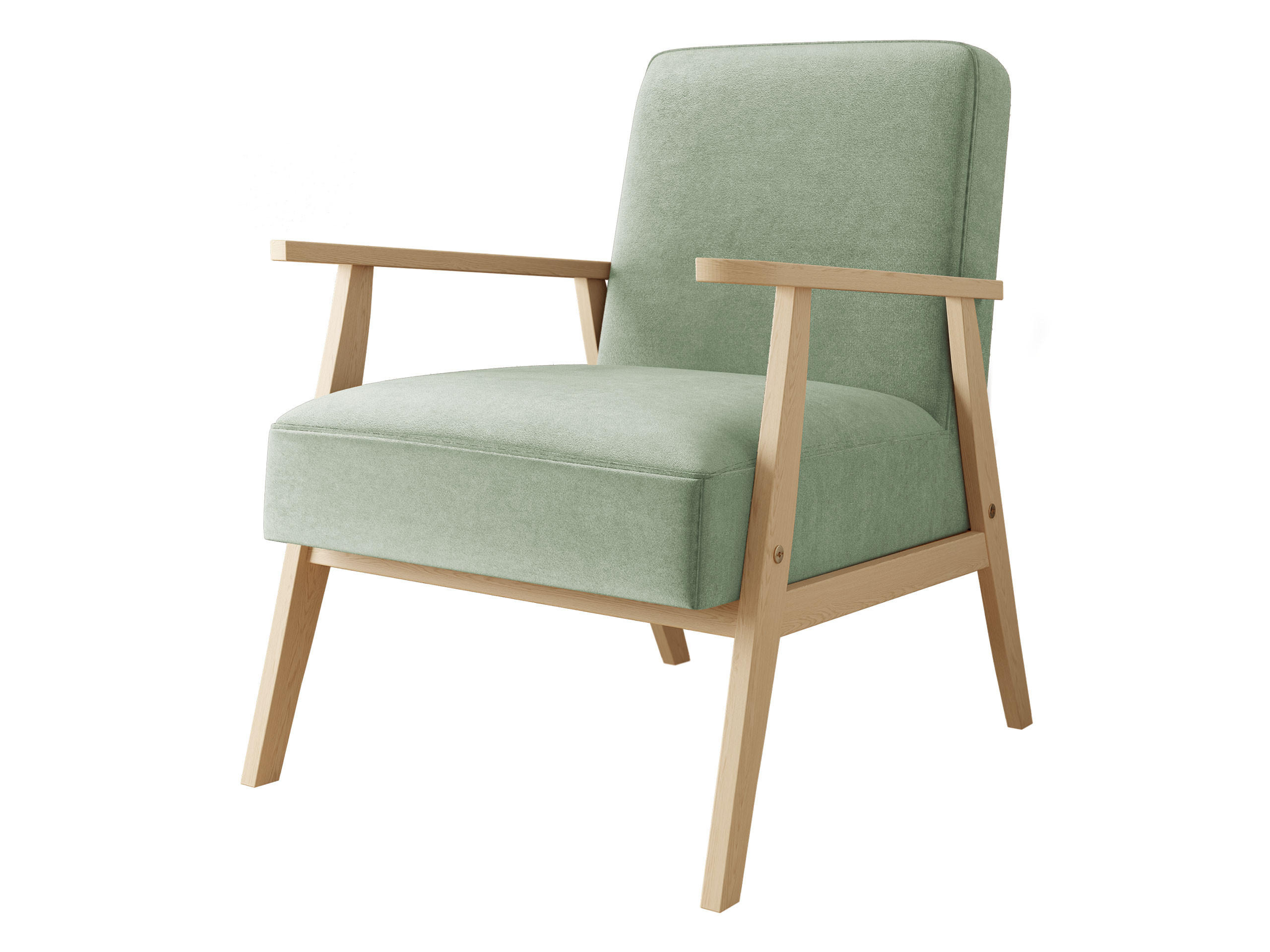 SESSEL Retro - Naturfarben/Mintgrün, Holz/Textil (59/76/67cm) - MIRJAN24