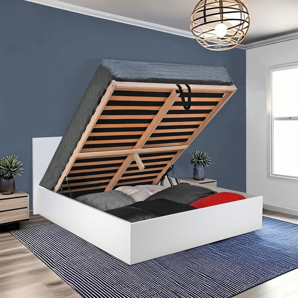 BETTKASTEN MADRID mit Lattenrost/ Bett 180x200 - Weiß - Weiß, Holzwerkstoff (180/200cm) - Weber Industries