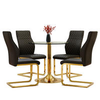 ESSGRUPPE DE-39470 5-teilig, Glastisch und 4 Stühlen mit Rautenmuster Schwarz - Schwarz, Metall (85/75/85cm) - ComfortXL
