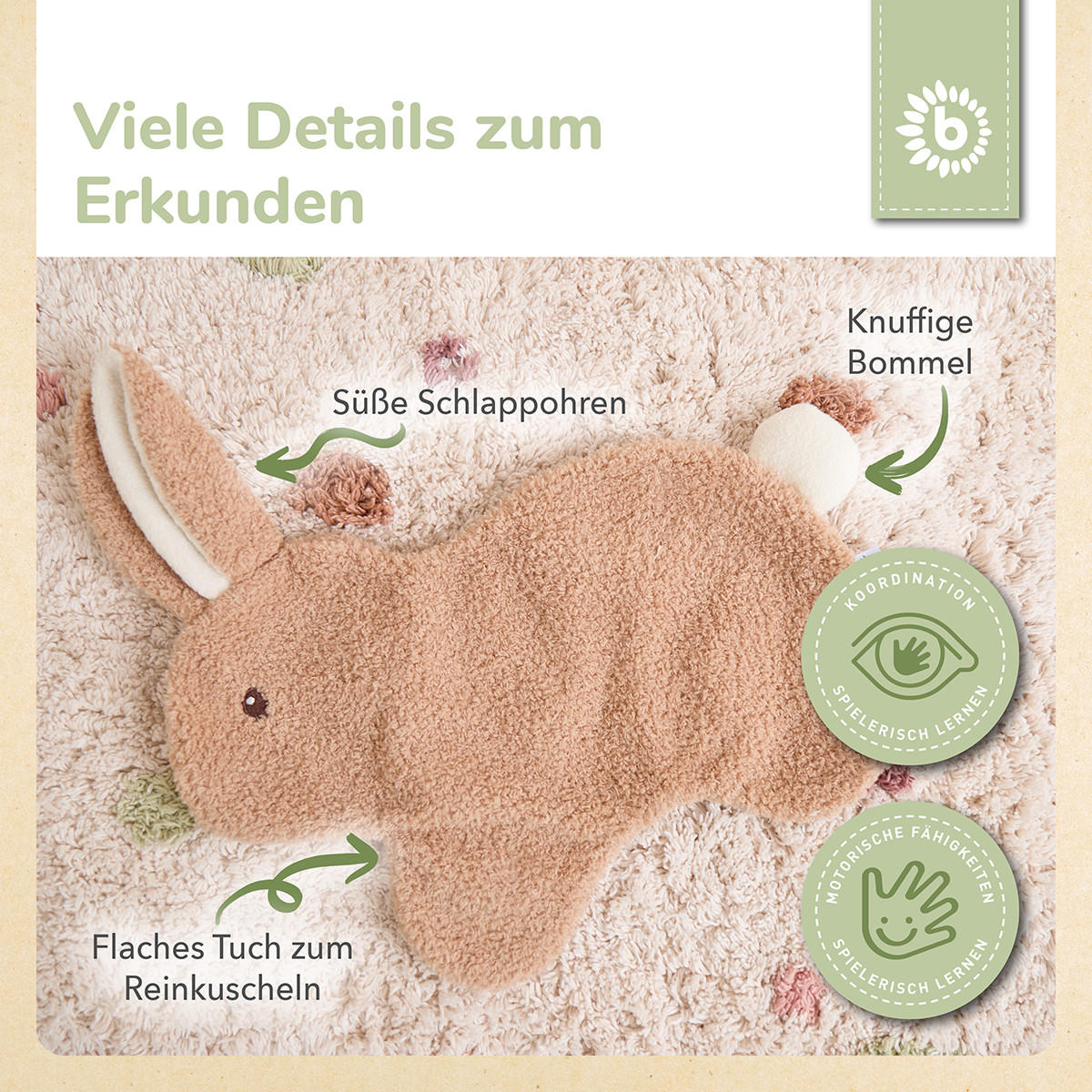 SCHMUSETUCH Hase aus Boucle - Ab Geburt - Braun, Textil (34/26cm) - Bieco Spielwaren