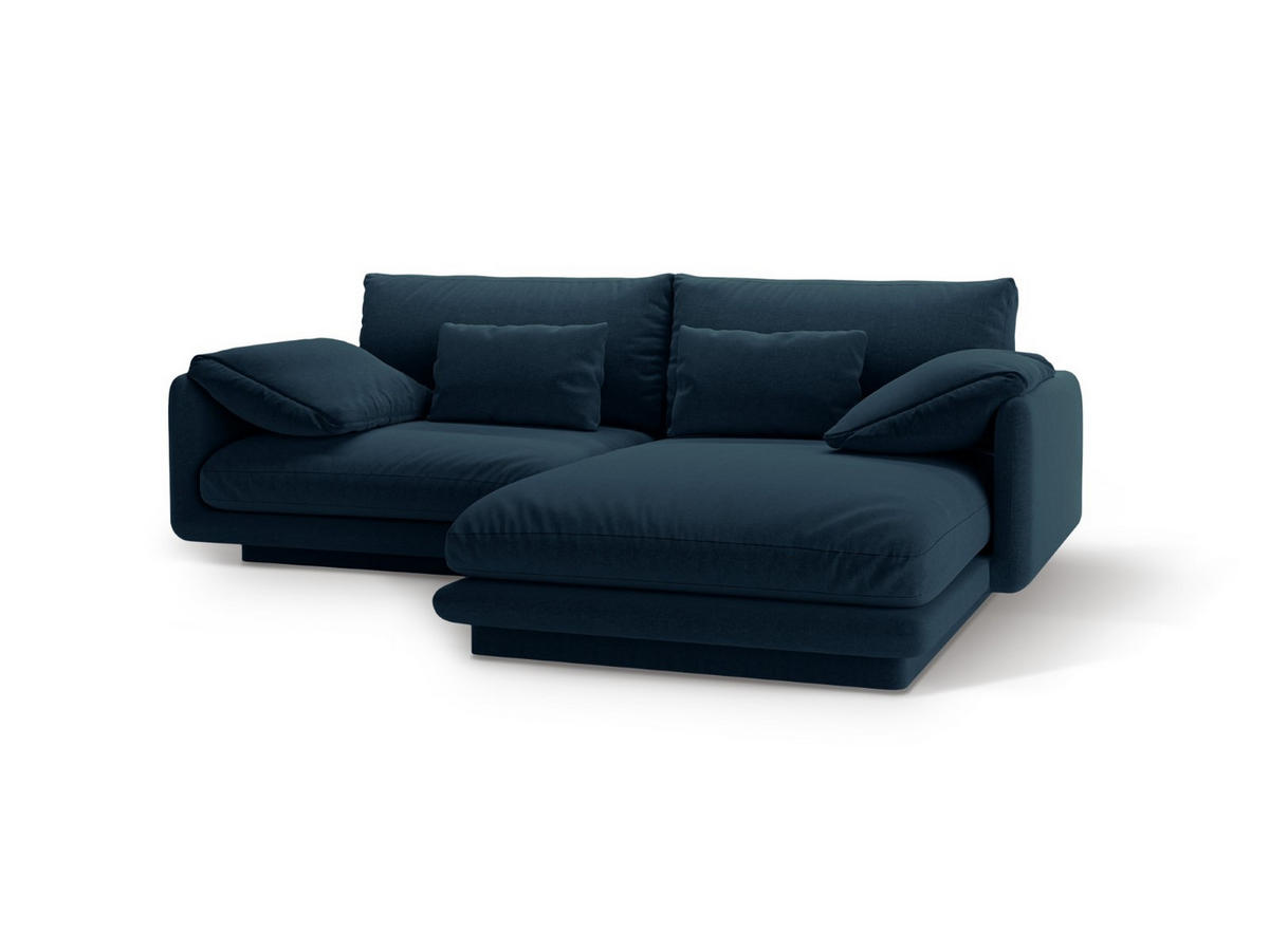 ECKSOFA rechts Torino aus strukturiertem Stoff marineblau 3 Sitzplätze - Blau, Textil (170/220cm) - Micadoni