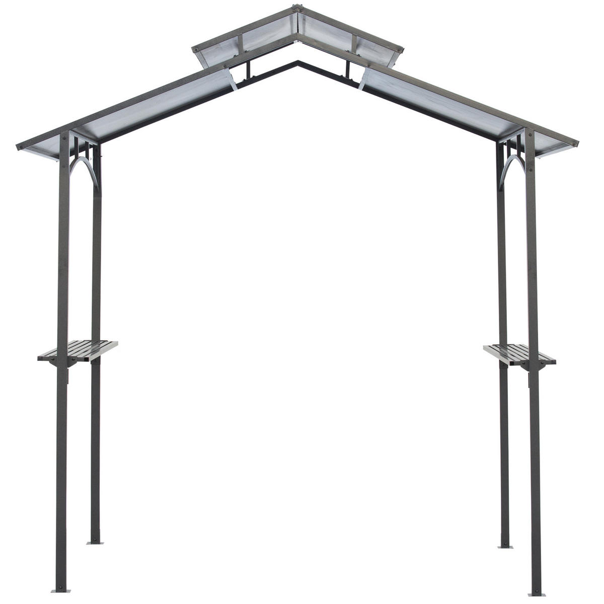 GRILLPAVILLON Stahl+PC Schwarz+Braun - Schwarz/Braun, Kunststoff/Metall (150/250/240cm) - Outsunny