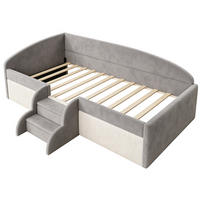 KINDERBETT 90/190 cm mit Stufen und Zaun, DE-02107, in Grau - Grau, Holzwerkstoff (90/190cm) - ComfortXL