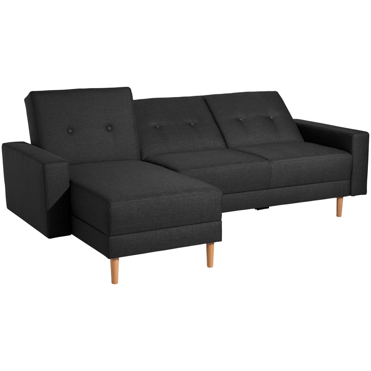 FUNKTIONSSOFA mit Hocker Kattie Flachgewebe schwarz - Schwarz, Kunststoff (144/230cm) - 58aufmkessel