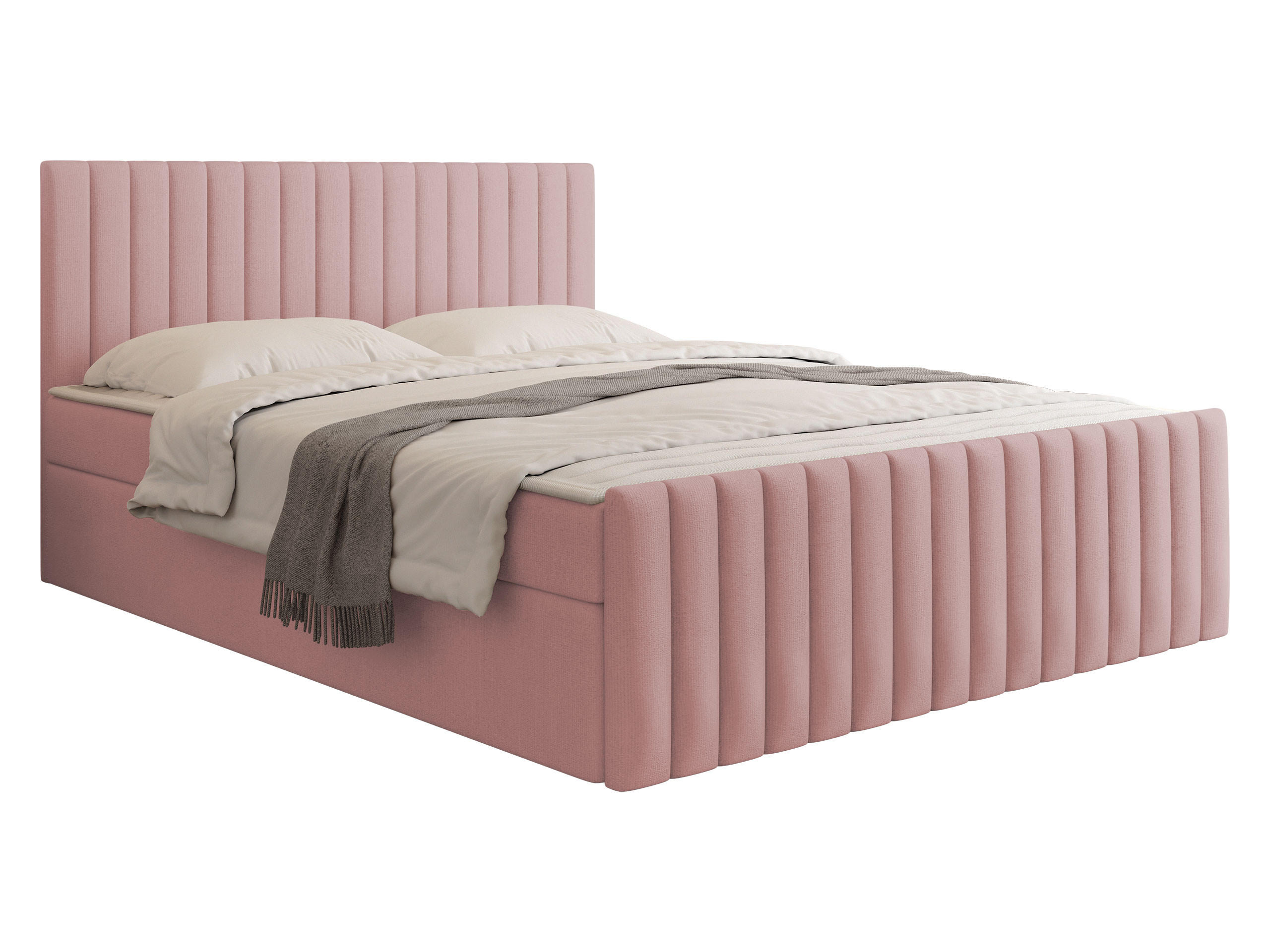 BOXBETT Tirulo Fix - H3 - Hellrosa/Schwarz, Holzwerkstoff/Kunststoff (160/200cm) - MIRJAN24