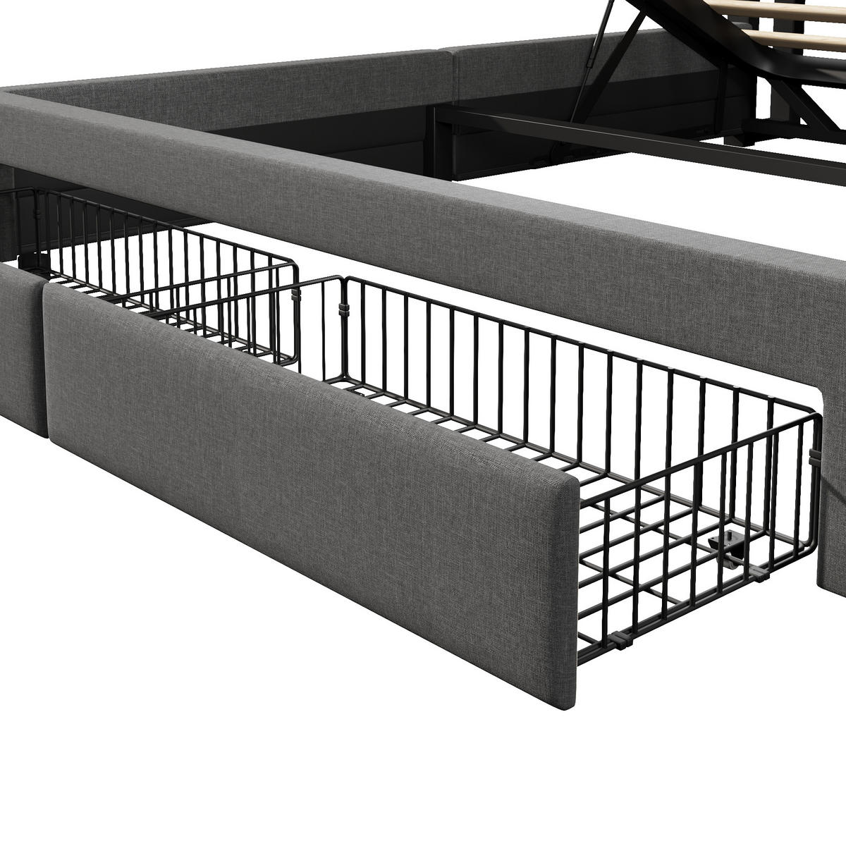 STAURAUMBETT 140/200 cm DE-33106 mit Hydraulik und LED Grau - Grau, Metall (140/200cm) - ComfortXL