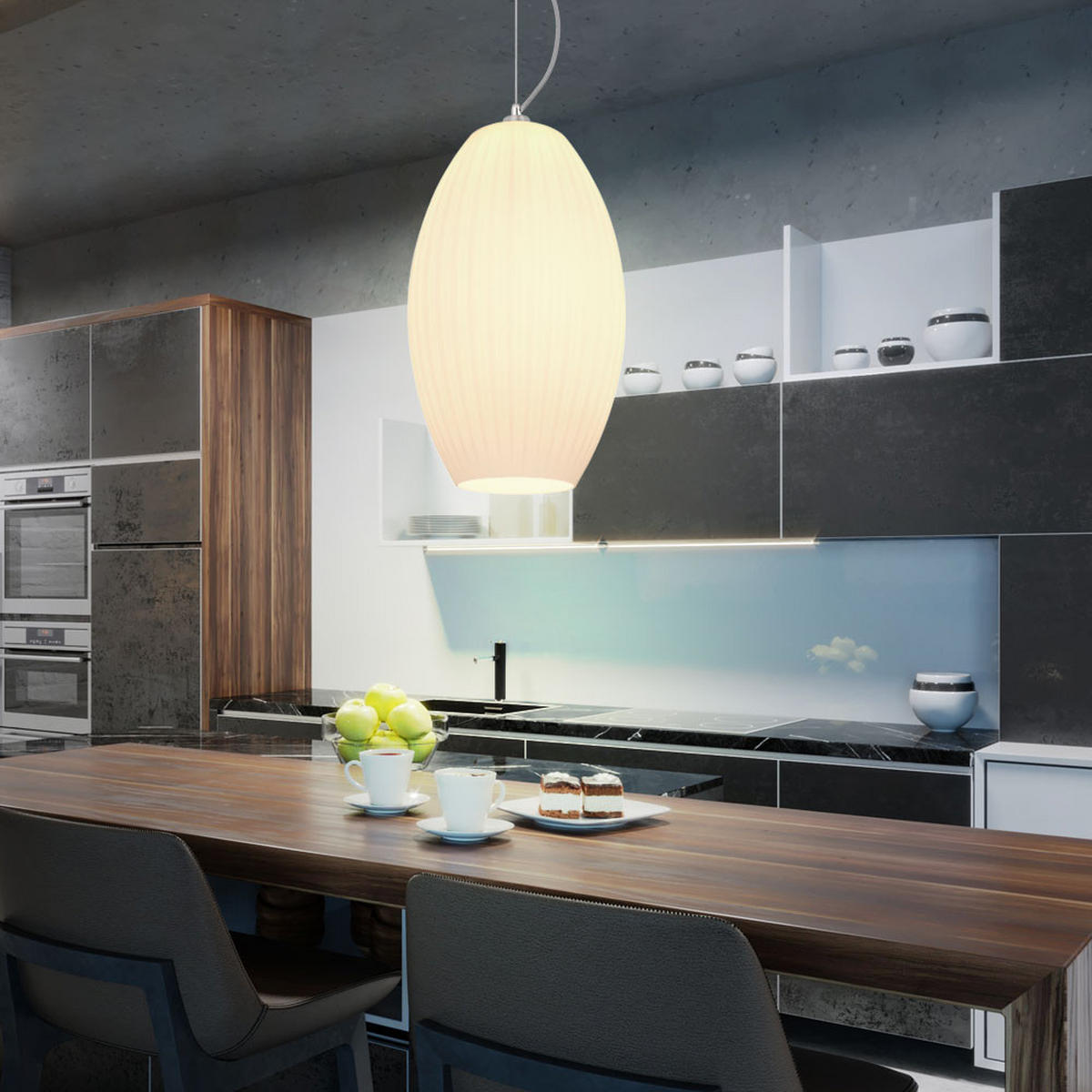 LED HÄNGELEUCHTE Glas Weiß Nickel-matt - Weiß, Glas (28.5/28.5/120cm) - Globo Lighting