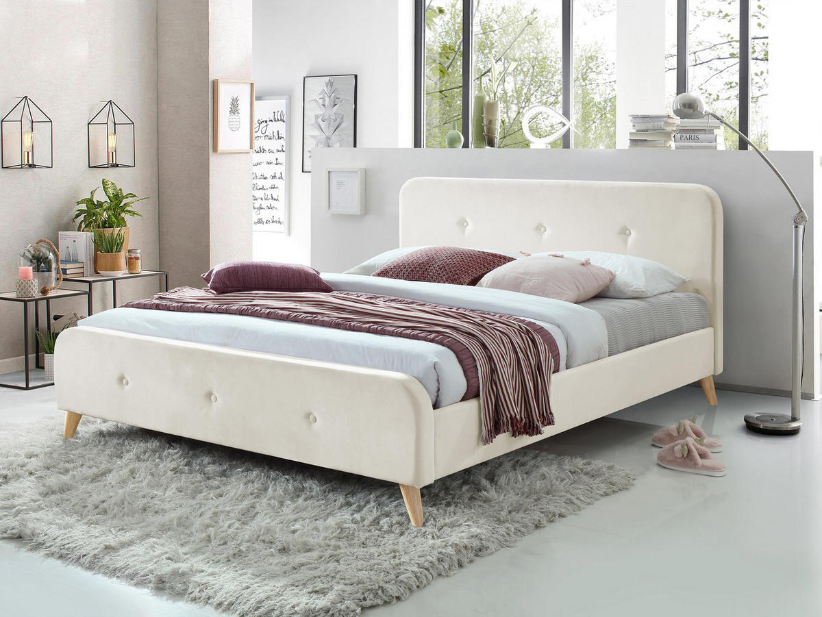 POLSTERBETT Loham New - Beige/Naturfarben, Holz/Holzwerkstoff (160/200cm) - MIRJAN24