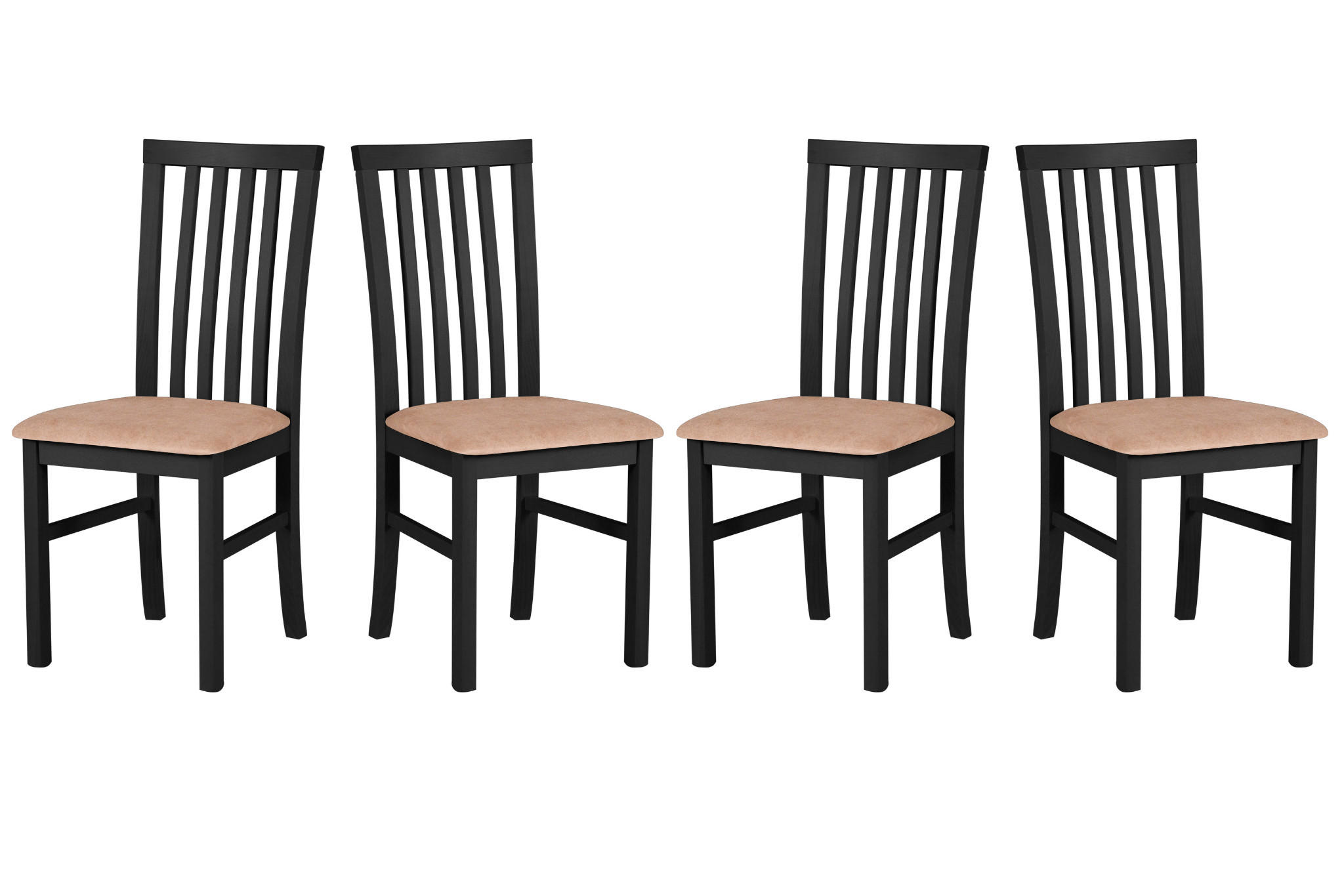 ESSZIMMERSTUHL 4x "Milano 1", schwarz, zetta 292 - Beige/Weiß, Holz (43/95/40cm) - Leaf Design