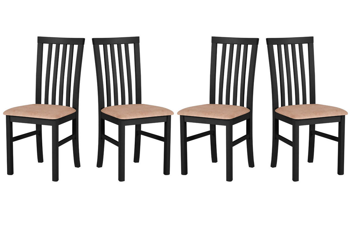 ESSZIMMERSTUHL 4x "Milano 1", schwarz, zetta 292 - Beige/Weiß, Holz (43/95/40cm) - Leaf Design