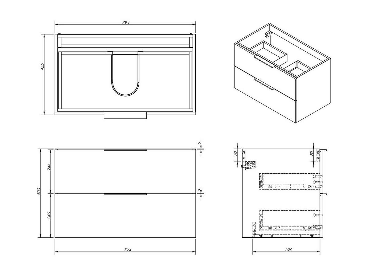 WASCHBECKENUNTERSCHRANK - 80 cm x 46 cm - holz - naturfarben hell Nisaya - Naturfarben, Holz (80/50/46cm) - Vente-Unique