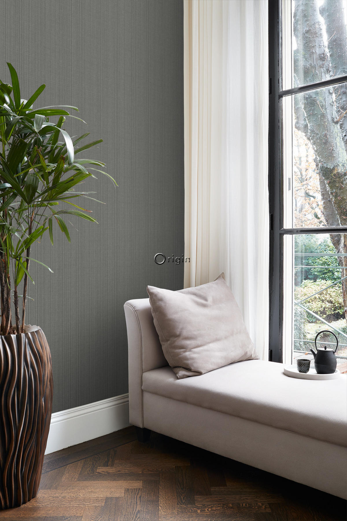 TAPETE Gewebeoptik 53 cm x 10.05 m - Grau, Papier (53/1000cm) - Origin Wallcoverings