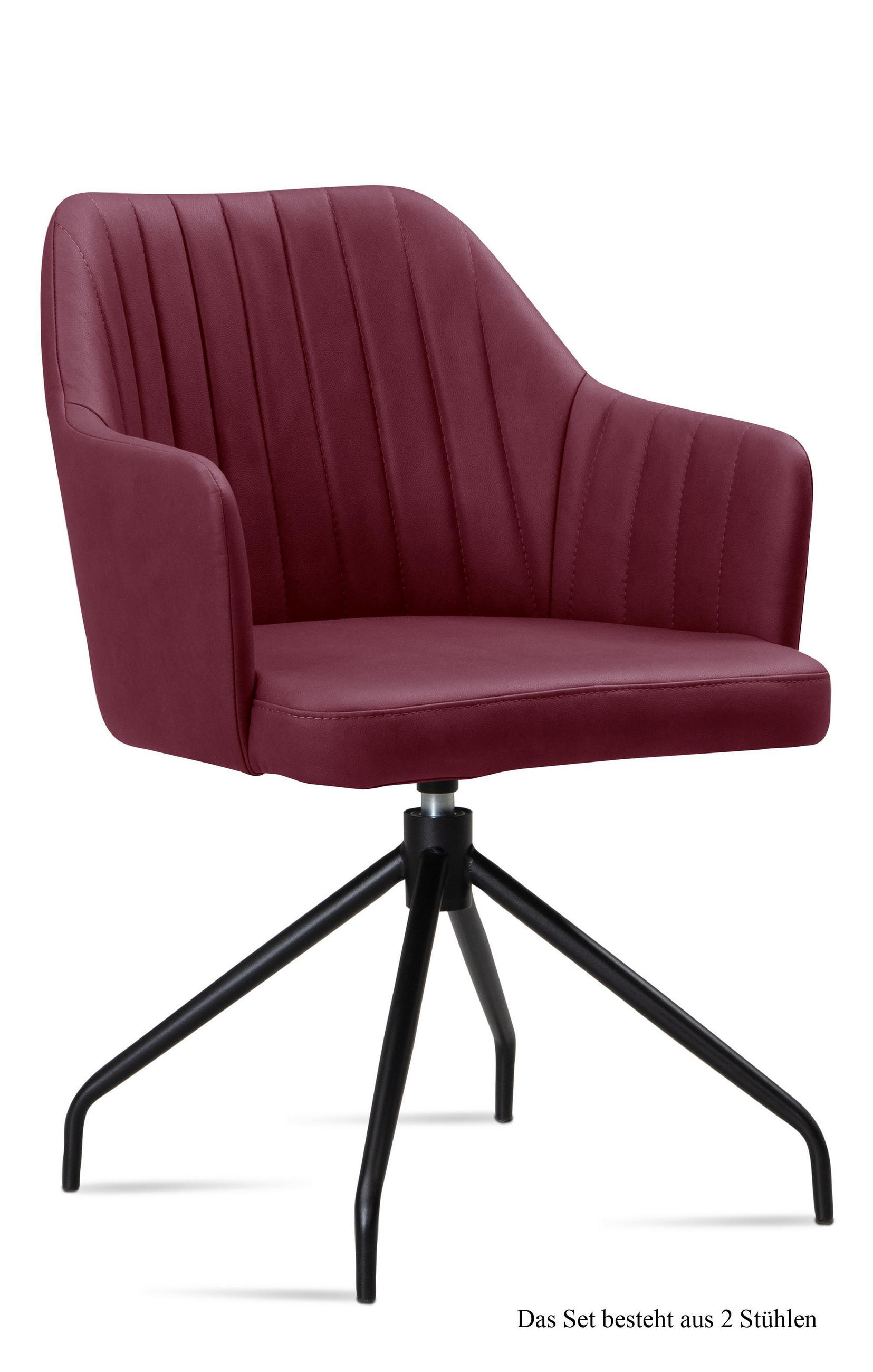 ARMLEHNSTUHL drehbar (2er-Set) Dorena 58x81x60 Schwarz/Marsala - Brombeere/Schwarz, Kunststoff (60/81/58cm) - 58aufmkessel