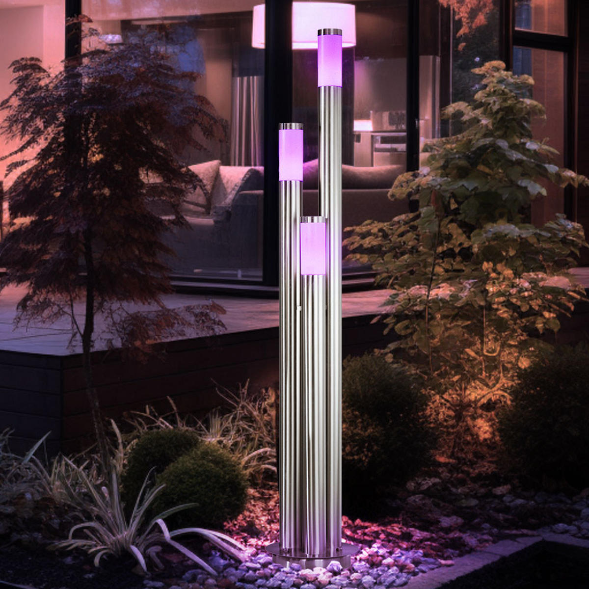 LED WEGELEUCHTE BOSTON Edelstahl Silber - Silberfarben, Kunststoff (28/28/170cm)