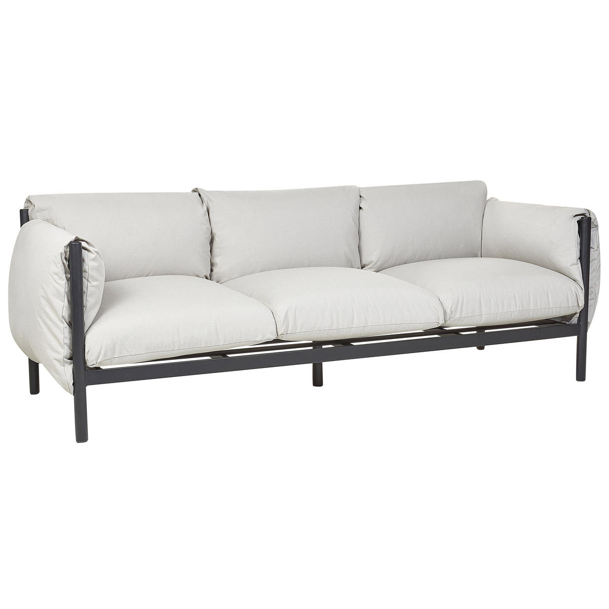 LOUNGE-SET 5-Sitzer 3-teilig Hellgrau/Schwarz Esperia - Hellgrau/Schwarz, Textil/Metall (211/80/96cm) - Beliani