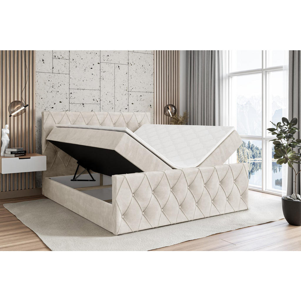 Thumbnail - Altdecor Boxbett, Beige, Holzwerkstoff, Höhe ca. 20 cm, 180x200 cm, Schlafzimmer, Betten, Boxspringbetten