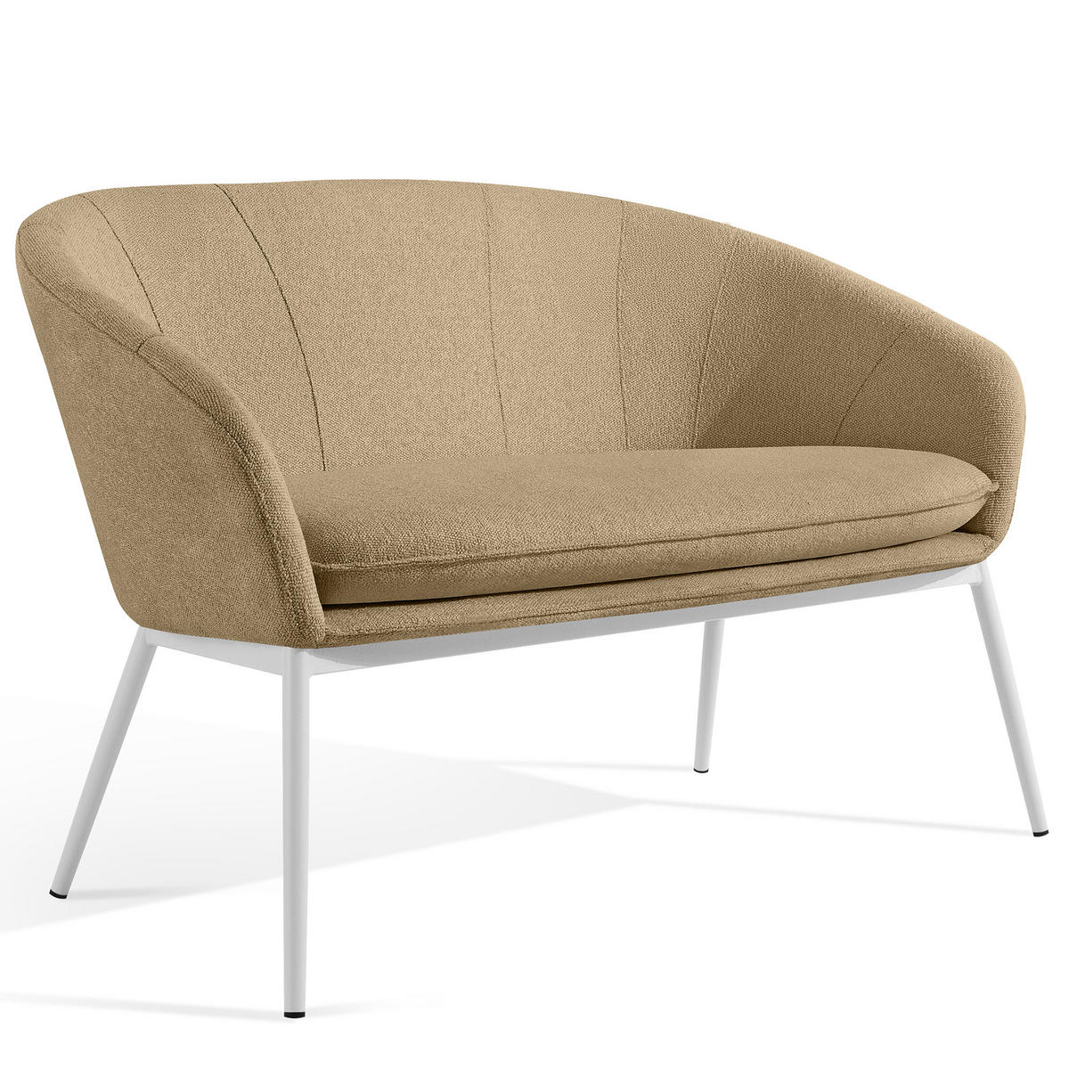 GARTENMÖBELSET SOLIS Gartenlounge-Set, warm beige/weiß - Beige, Textil/Metall - KONSIMO®