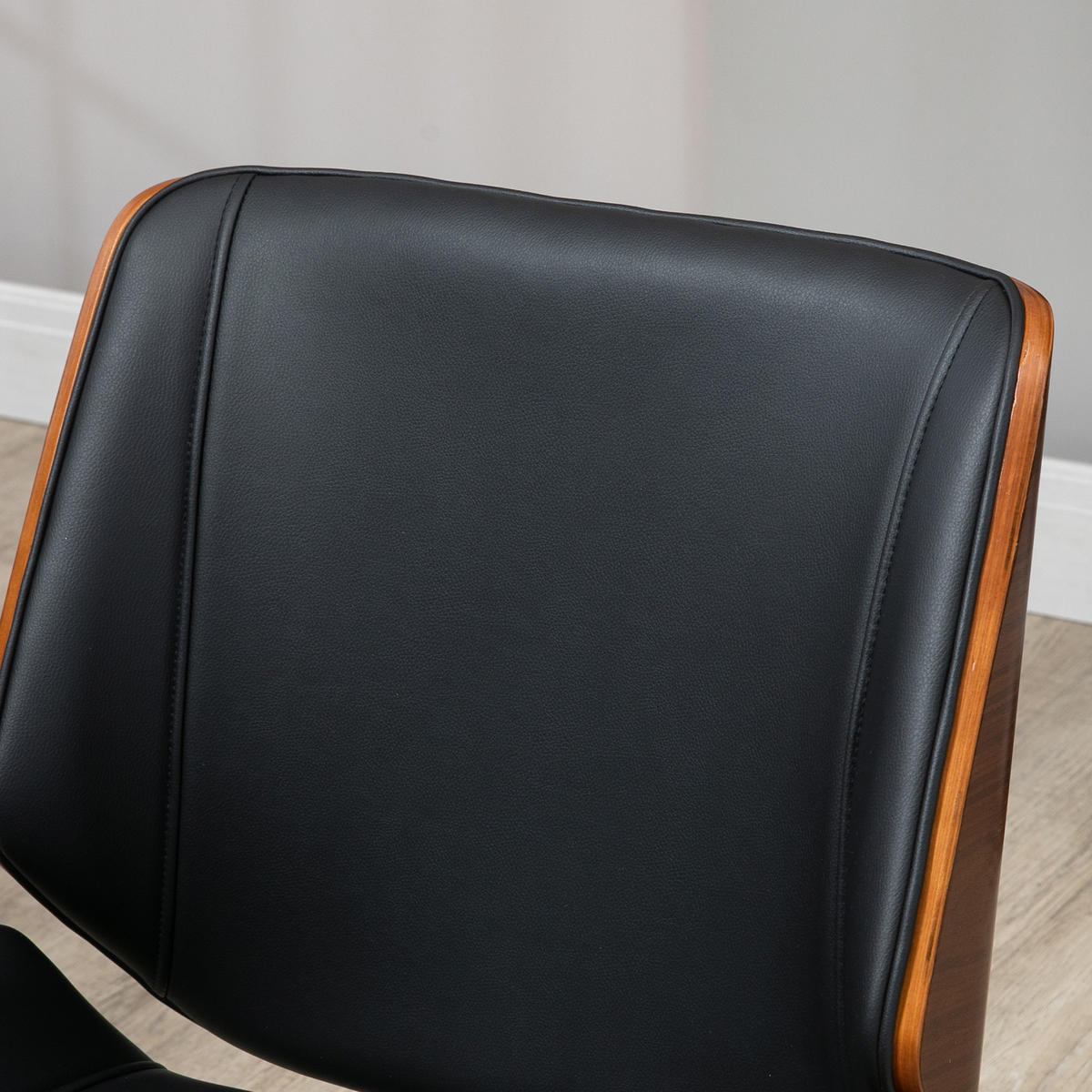BÜROSTUHL mit Wippfunktion, Ergonomischer Computerstuhl, bis 120 kg Belastbar - Schwarz, Leder (60/96/53cm) - Vinsetto