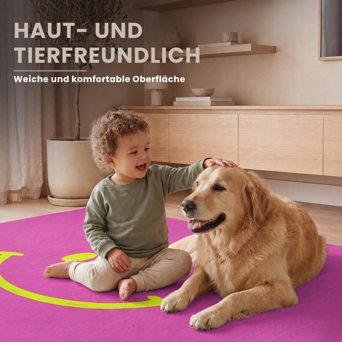 TEPPICH - Smiley - Fröhlich - Rosa - 150x230 cm - Pink, Kunststoff/Textil (150/0.4cm) - OnlyWow