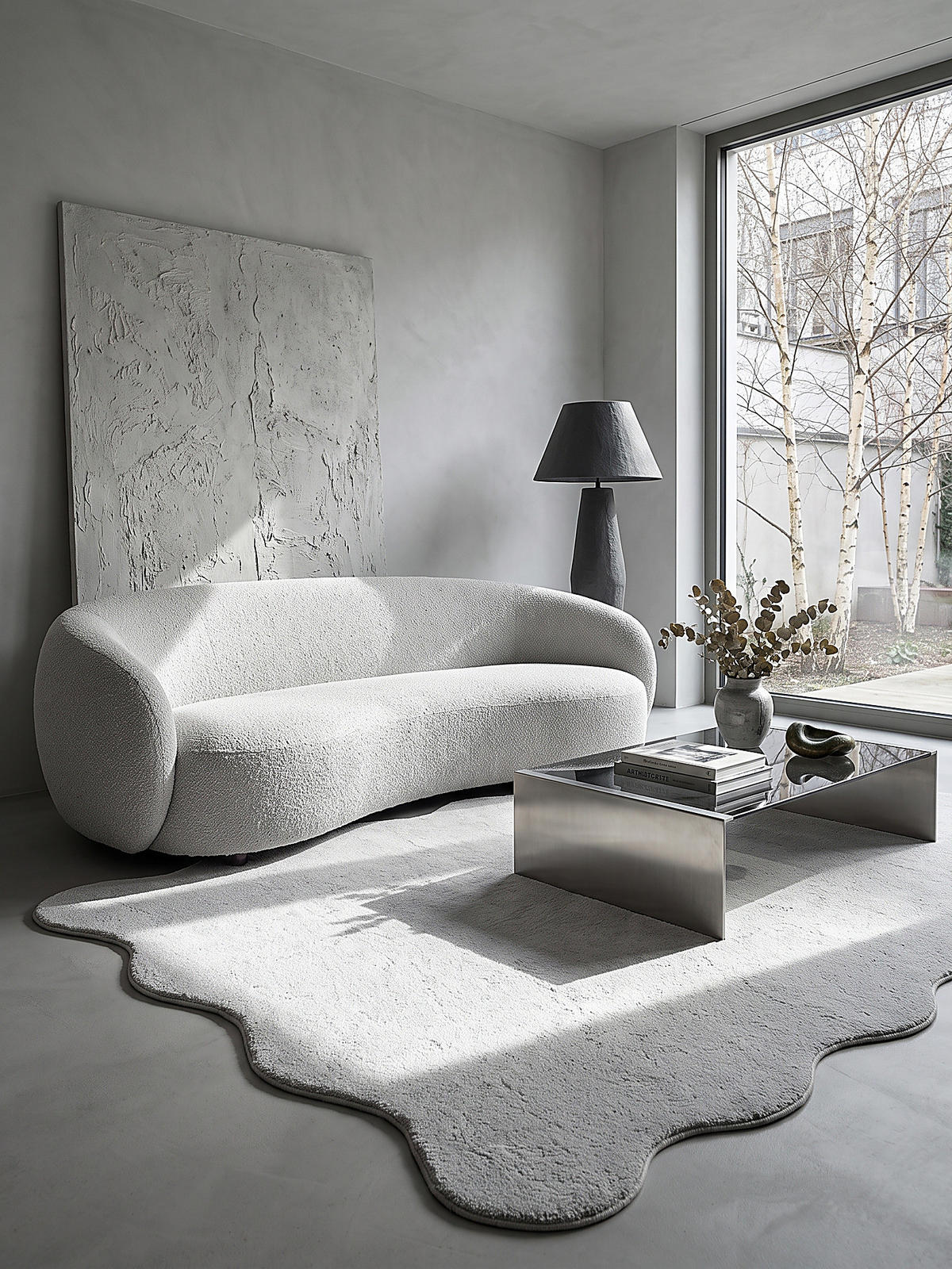 HOCHFLORTEPPICH Antirutsch Uni TIRSO Polyester Grau 120 x 160 cm - Grau, Textil (120/160cm) - KADIMA DESIGN