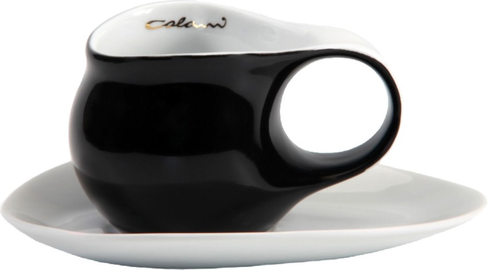 ESPRESSO Tasse mit Untertasse 2 tlg. schwarz / weiß - Schwarz, Keramik (0.1L) - Luigi Colani Porzellan