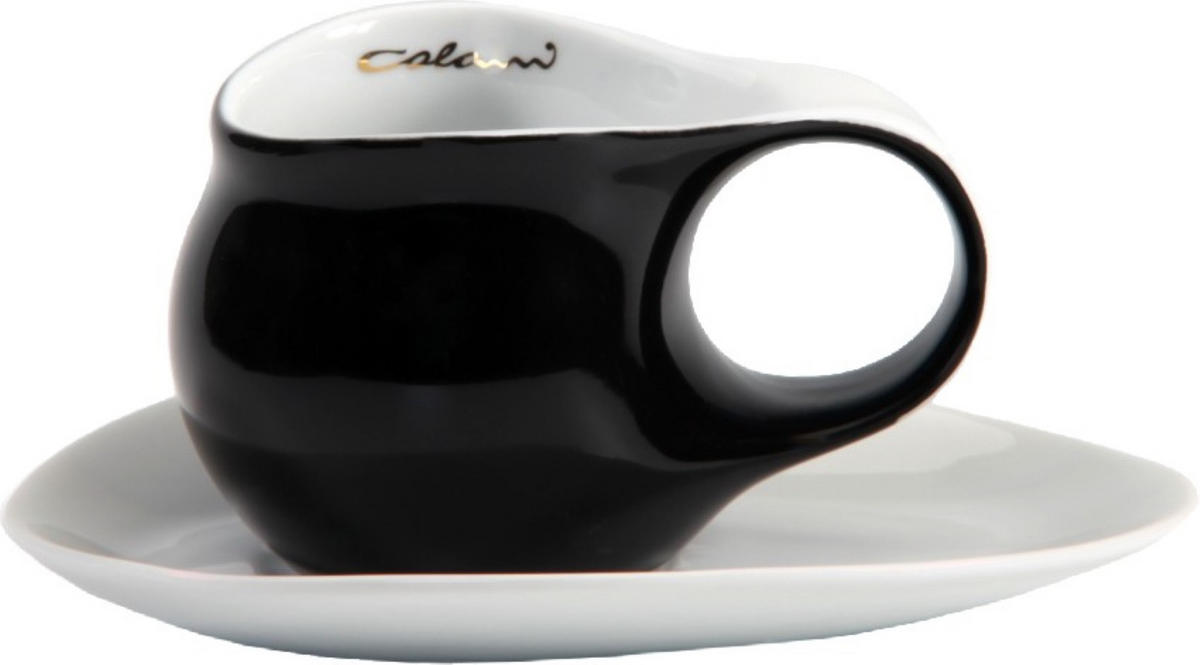 ESPRESSO Tasse mit Untertasse 2 tlg. schwarz / weiß - Schwarz, Keramik (0.1L) - Luigi Colani Porzellan