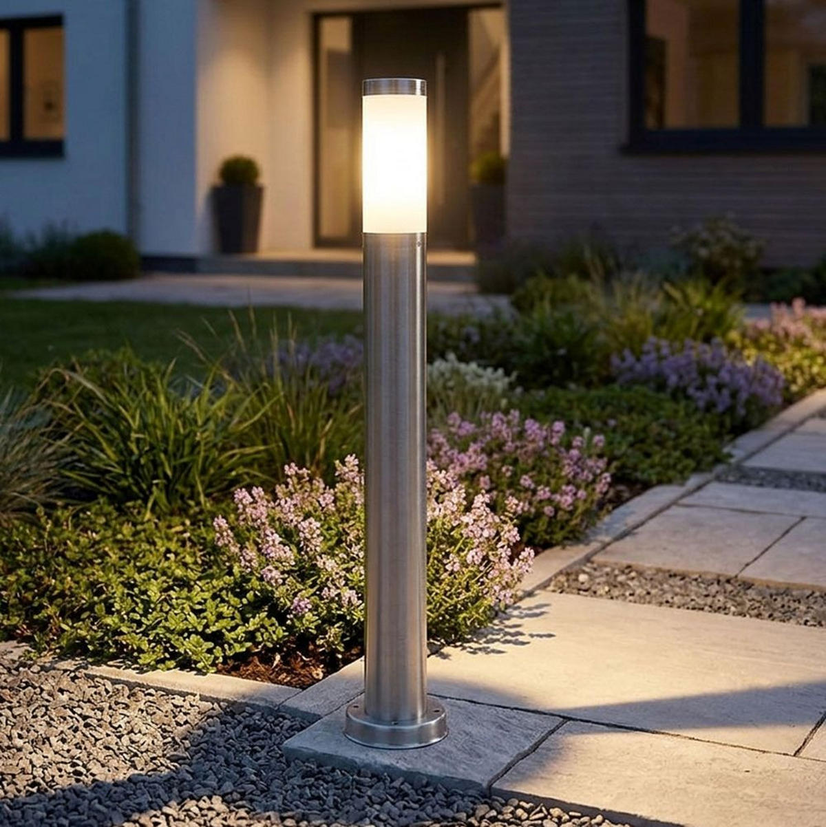 LED STEHLEUCHTE Edelstahl Silber 2er Set - Silberfarben, Metall (11/80/80cm) - Globo Lighting