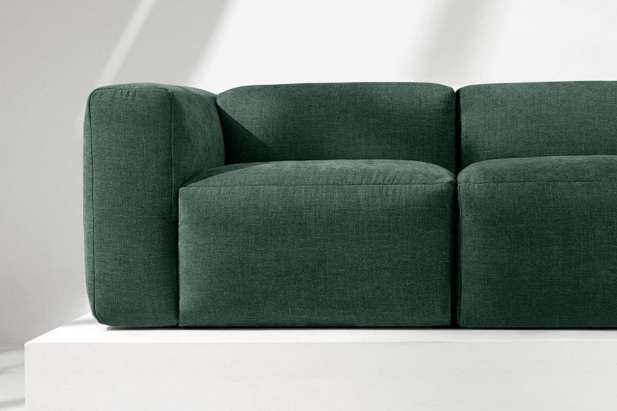 2-SITZER-MODULSOFA BUFFO mit extrem weicher und bequemer Sitzfläche, Gewebestoff, maritim - Grün, Textil (210/73/96cm) - KONSIMO®