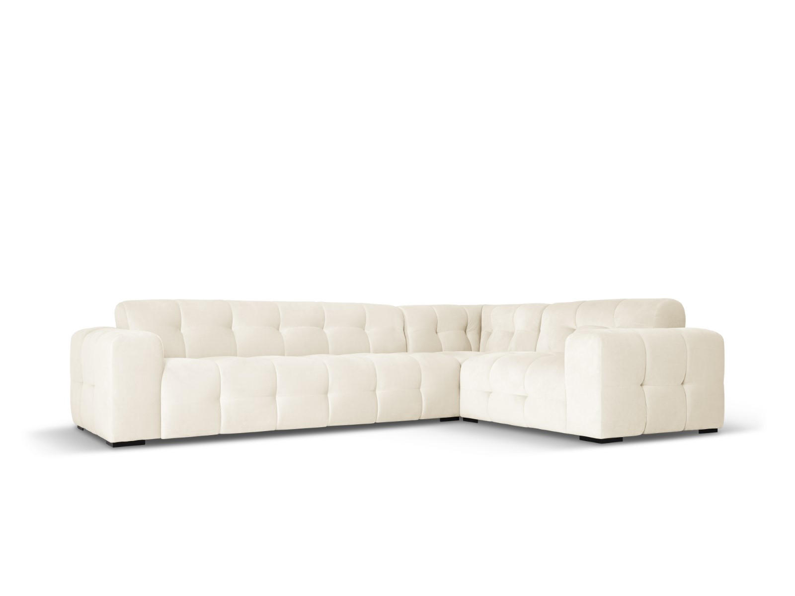 ECKSOFA rechts Kendal aus Samt leichtes beige 6 Sitzplätze - Creme, Textil (231/332cm) - Micadoni