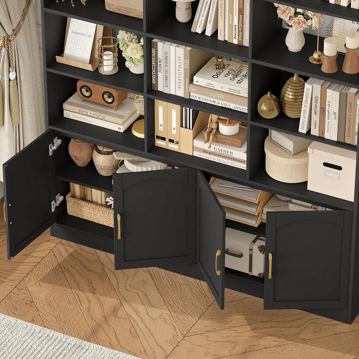 BÜCHERREGAL 209 cm schwarz - Schwarz, Holzwerkstoff (150/209/23.7cm)