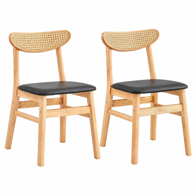 ESSZIMMERSTUHL 2er-Set mit Rattan-Rückenlehne aus Holz - Birnbaumfarben, Holz (43.9/78.7/45cm) - Meubliv