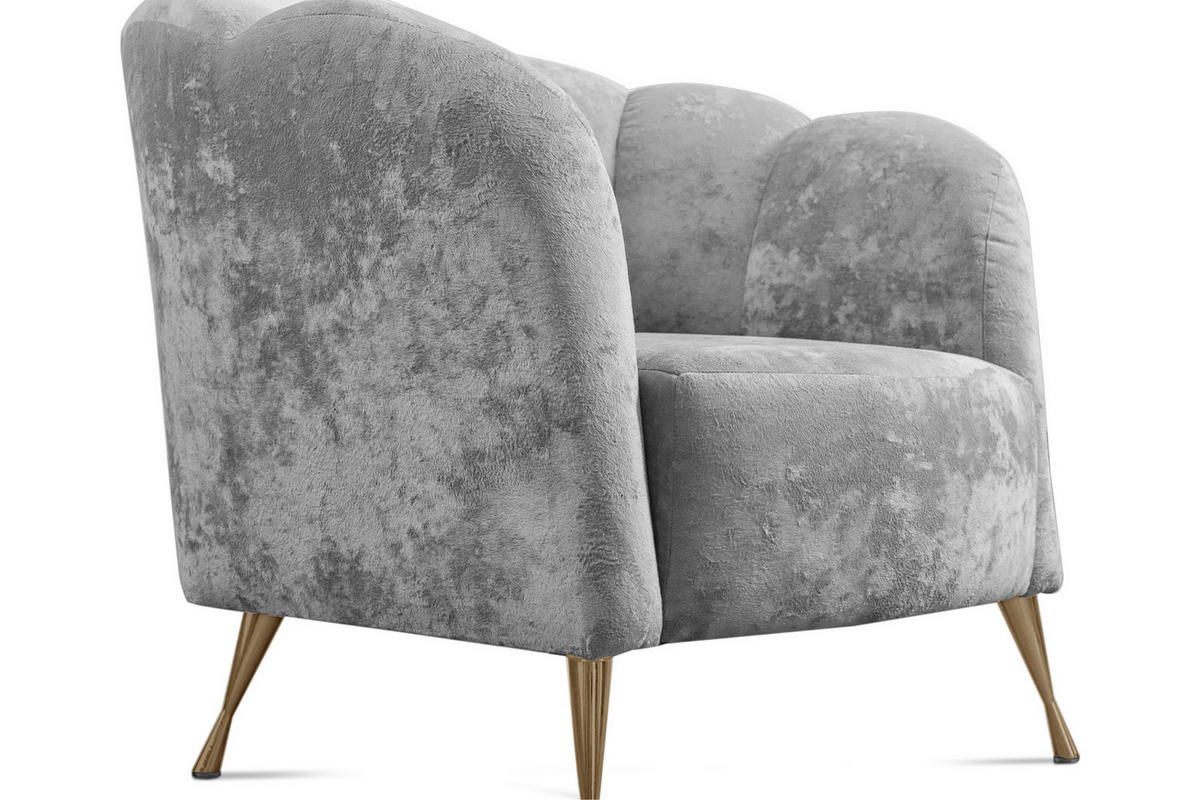 POLSTERSESSEL Adria mit Metallfüßen - Goldfarben/Grau, Holzwerkstoff/Textil (87/78/83cm) - Ravio