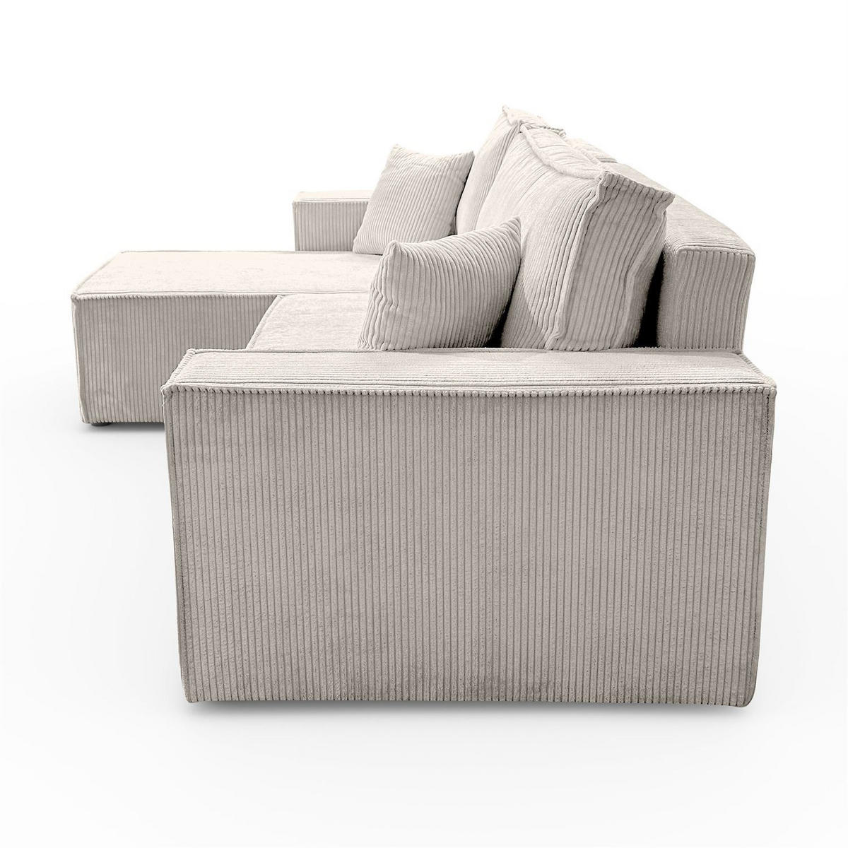GEPOLSTERTES Ecksofa CARLOS L, Poso 100 - Ecru, Textil (247/143cm) - Lookway