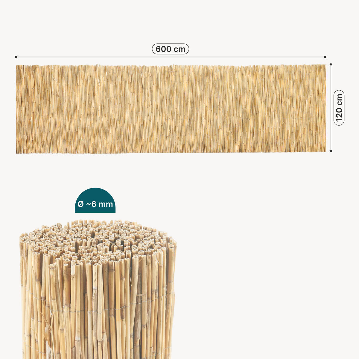 SCHILFZAUN Abbateggio - Naturfarben, Naturmaterialien (120/0.6cm) - casa.pro