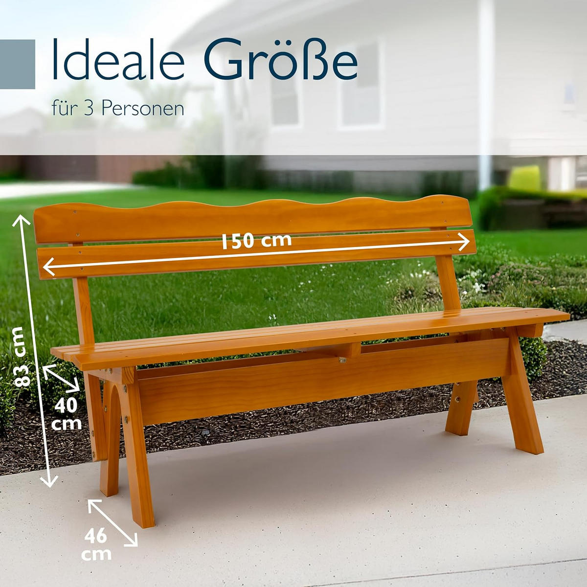 GARTENBANK Tromsö RD 120cm - Braun, Holz (42/60/120cm) - Beautissu 
