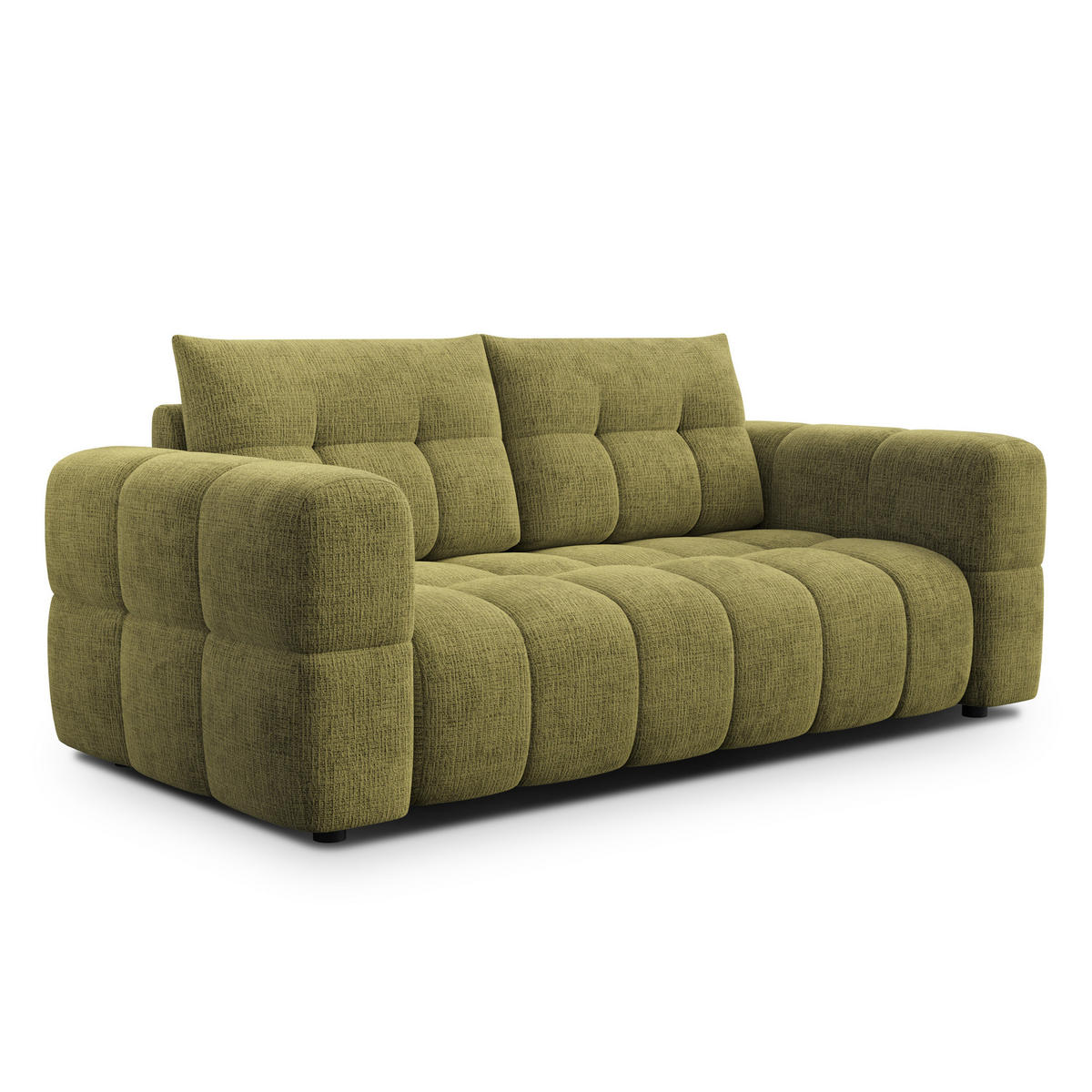 SOFA CLOUDI 2,5-Sitzer, olivgrün - Schwarz/Olivgrün, Holz/Textil (211/89/104cm) - Courtois Laville