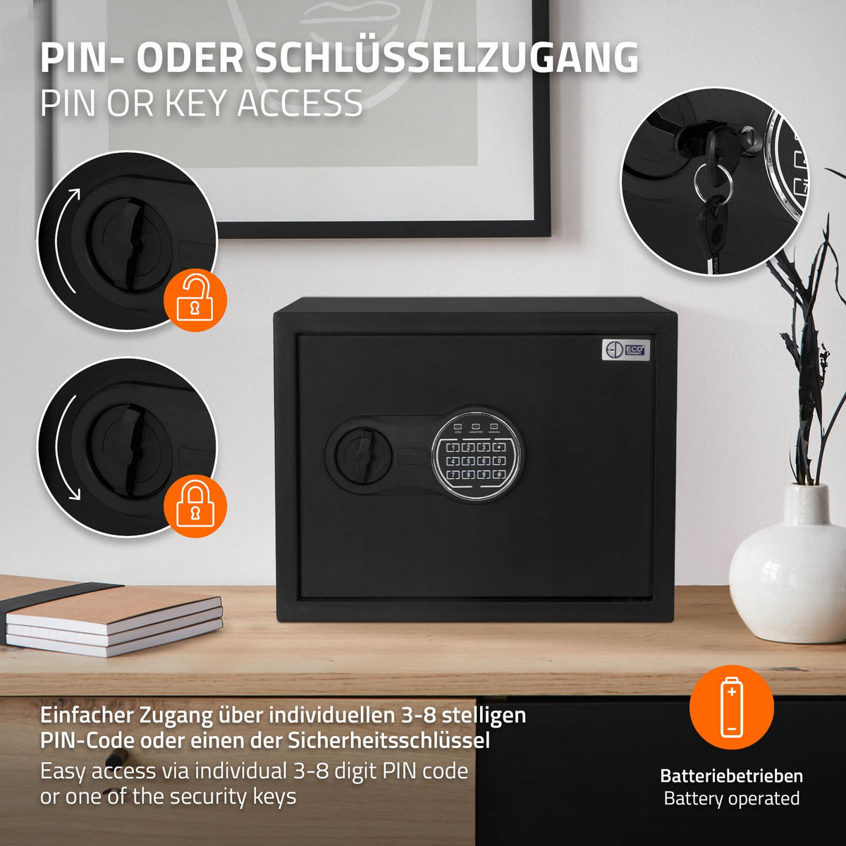 TRESOR 27L - Schwarz, Metall (30/29.5/38cm) - ECD-Germany