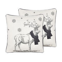 DEKOKISSEN 2er-Set Cremeweiß 45/45 cm Sven - Ecru, Textil (45/45cm) - Beliani