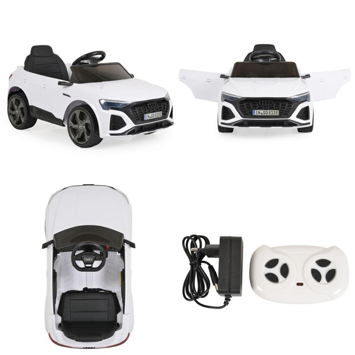 ELEKTROAUTO Audi SQ8 e-tron weiß EVA-Reifen Musik Licht MP3-Eingang Gurt - Weiß, Kunststoff (99/54/46cm) - Moni
