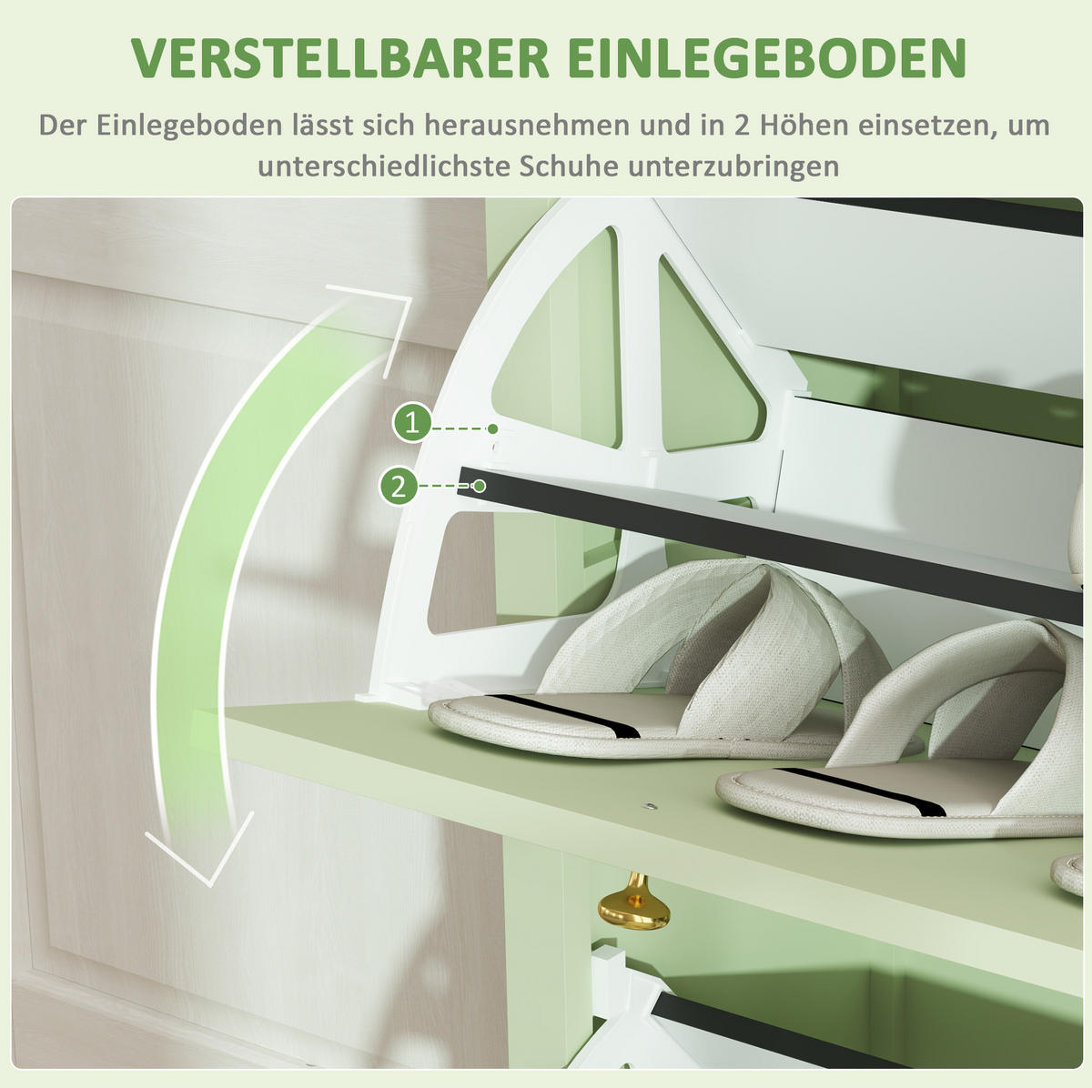 SCHUHSCHRANK 88/30/120 cm mit 2 Klappen, Schublade und Rattanoptik, Grün - Grün, Holzwerkstoff (88/120/30cm) - Redom
