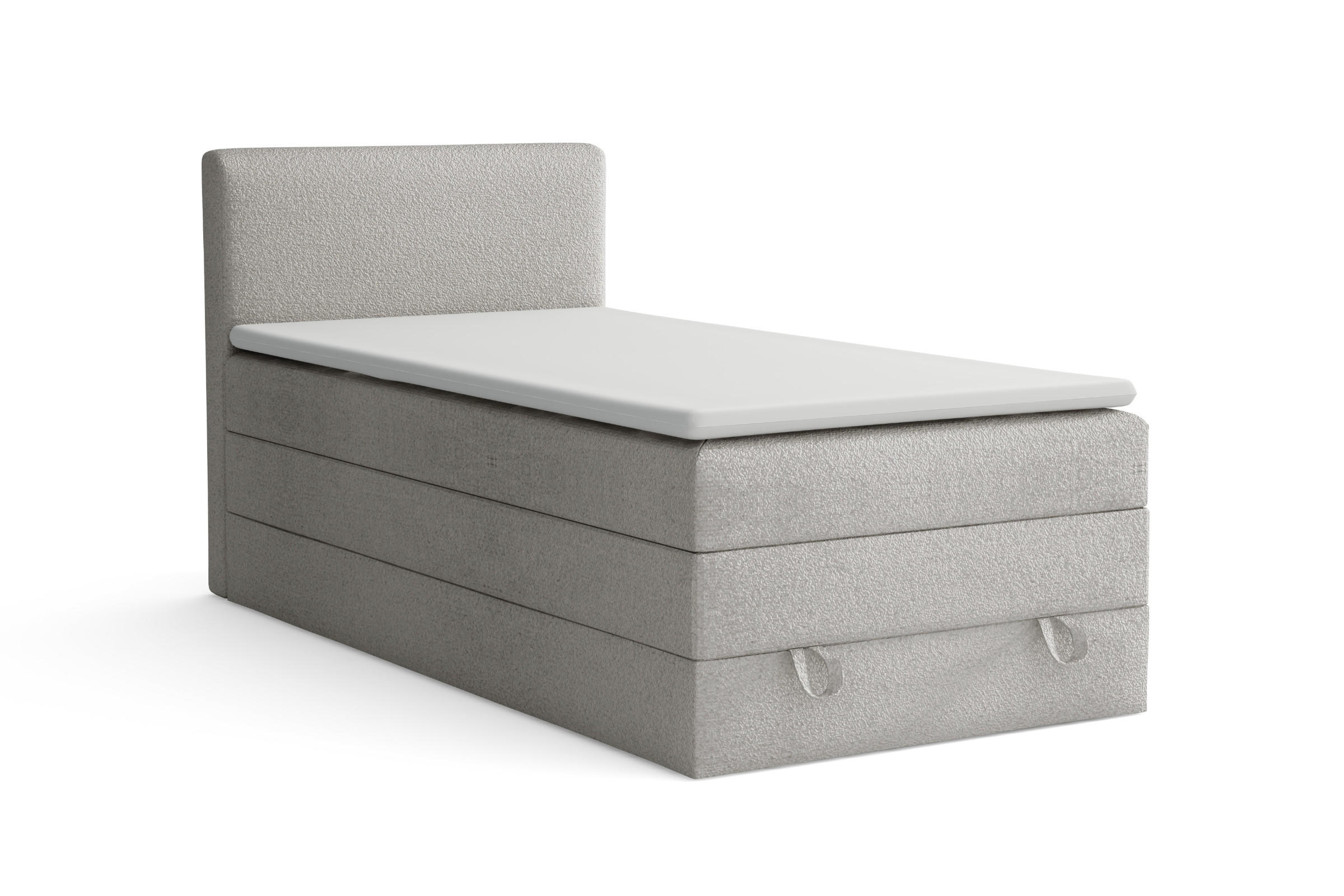 BOXBETT JUNG LUX 90/200 in Boucle Hellgrau - Hellgrau, Holz/Holzwerkstoff (90/200cm) - Deine Möbel 24