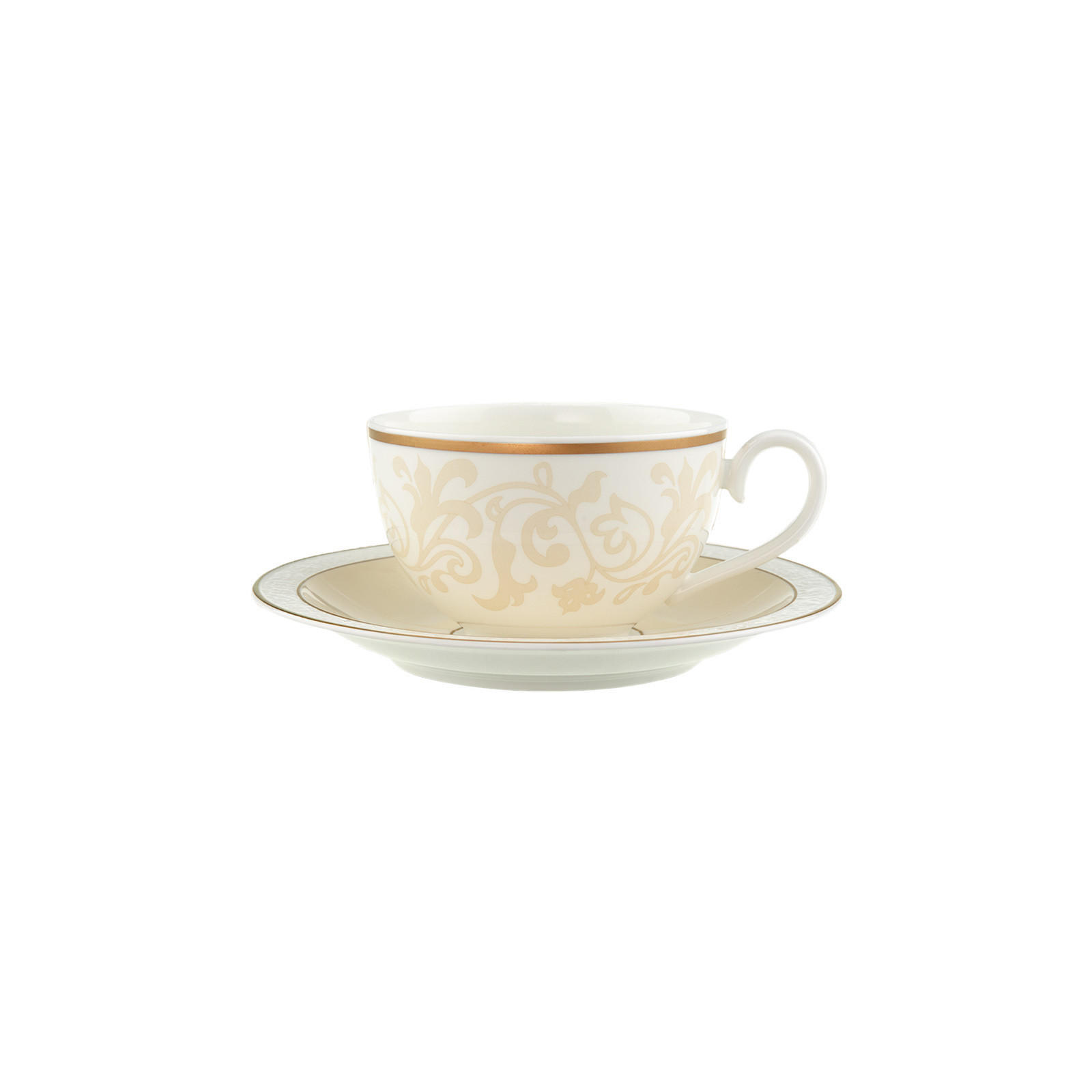 KAFFEE-/TEETASSE MIT UNTERTASSE Ivoire weiß-gold 120 ml - Goldfarben/Weiß, Keramik (16/8.2/16cm) - Villeroy & Boch
