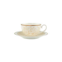 KAFFEE-/TEETASSE MIT UNTERTASSE Ivoire weiß-gold 120 ml - Goldfarben/Weiß, Keramik (16/8.2/16cm) - Villeroy & Boch